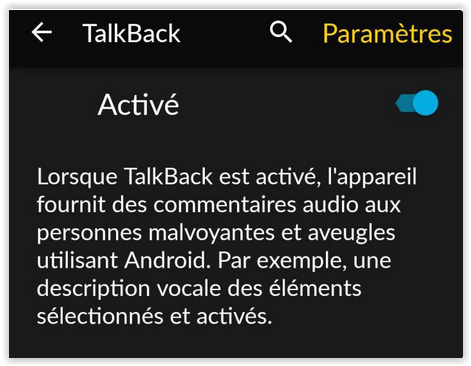 désactiver Talkback sur Samsung Galaxy sous Androïd