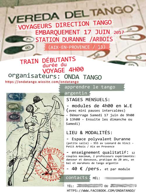 Affiche pour un stage de tango argentin à Aix